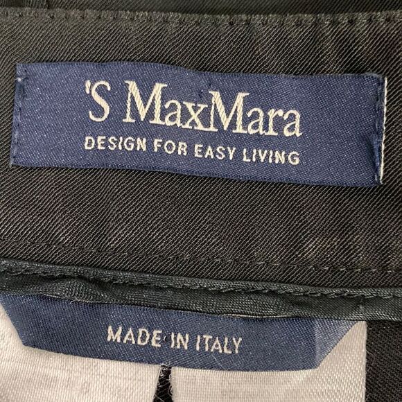 ‘S MaxMara Black Wide Leg Cuffed Trousers Pants Size 36 - Picture 6 of 12